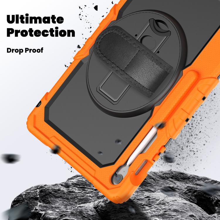 For Samsung Galaxy Tab S10 FE+ Lucky Wheel Grip Silicone Hybrid PC Tablet Case with Shoulder Strap