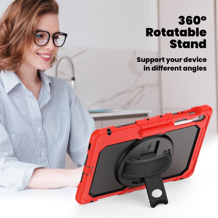 For Samsung Galaxy Tab S10 FE+ Lucky Wheel Grip Silicone Hybrid PC Tablet Case with Shoulder Strap