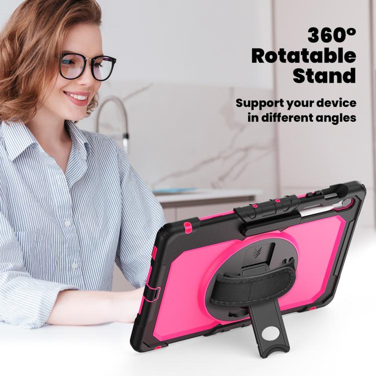 For Samsung Galaxy Tab S10 FE+ Lucky Wheel Grip Silicone Hybrid PC Tablet Case with Shoulder Strap