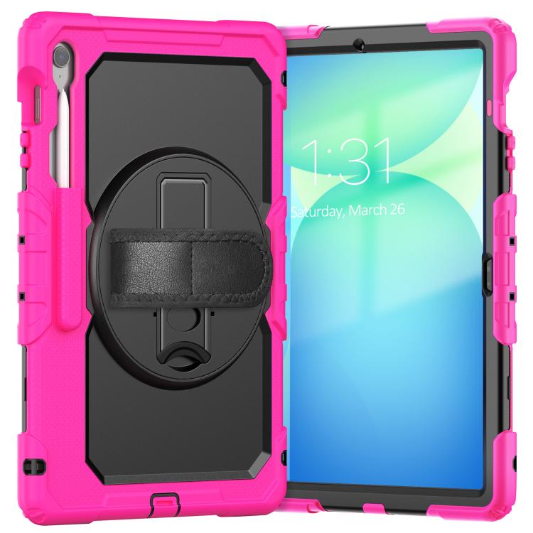 For Samsung Galaxy Tab S10 FE+ Lucky Wheel Grip Silicone Hybrid PC Tablet Case with Shoulder Strap