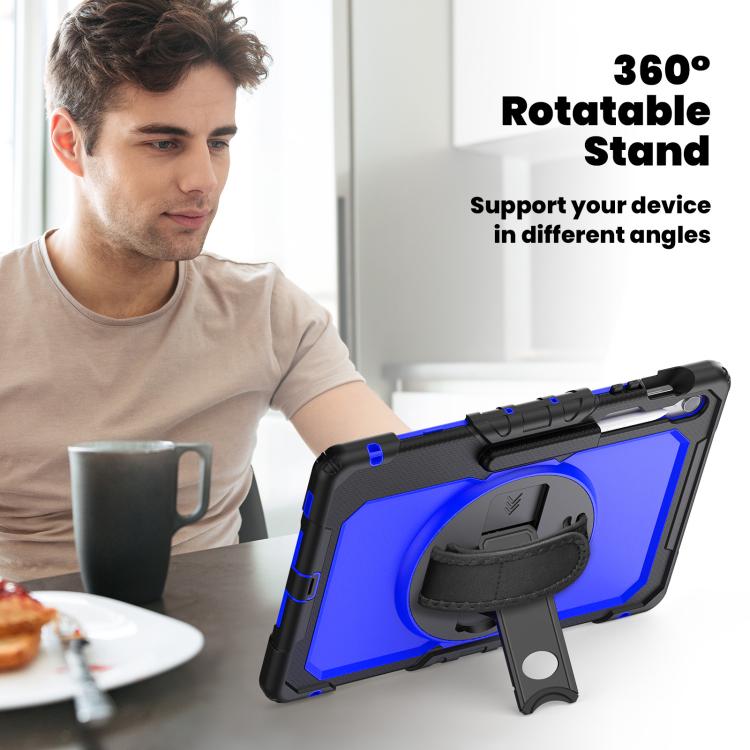 For Samsung Galaxy Tab S10 FE+ Lucky Wheel Grip Silicone Hybrid PC Tablet Case with Shoulder Strap