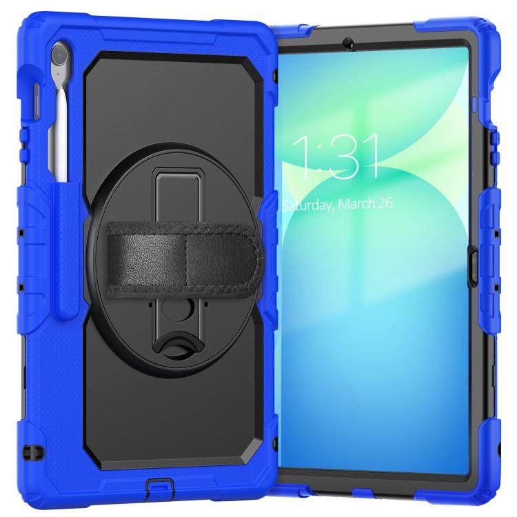 For Samsung Galaxy Tab S10 FE+ Lucky Wheel Grip Silicone Hybrid PC Tablet Case with Shoulder Strap