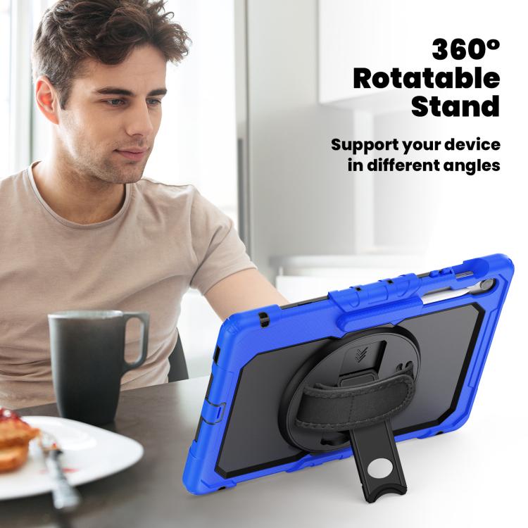 For Samsung Galaxy Tab S10 FE+ Lucky Wheel Grip Silicone Hybrid PC Tablet Case with Shoulder Strap