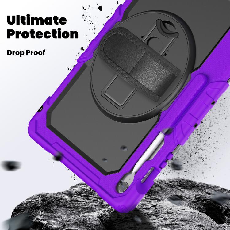 For Samsung Galaxy Tab S10 FE+ Lucky Wheel Grip Silicone Hybrid PC Tablet Case with Shoulder Strap