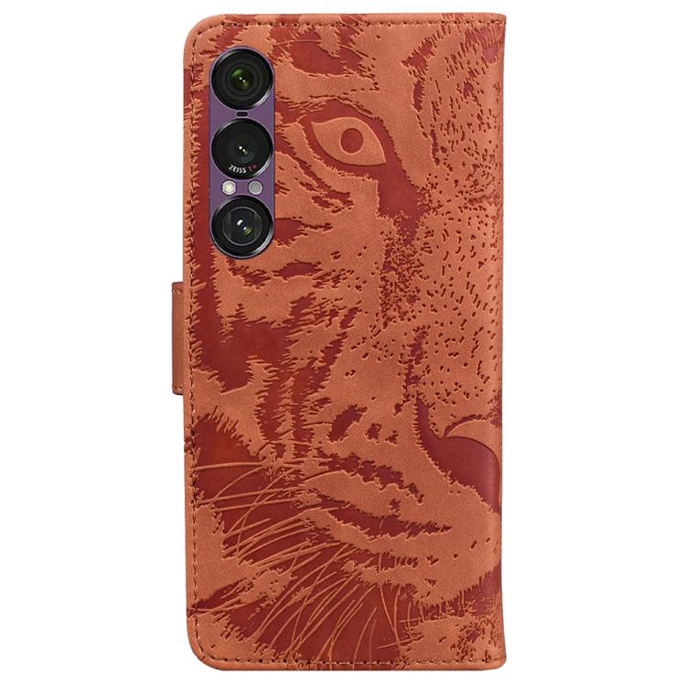 For Sony Xperia 1 VII Tiger Embossing Pattern Flip Leather Phone Case