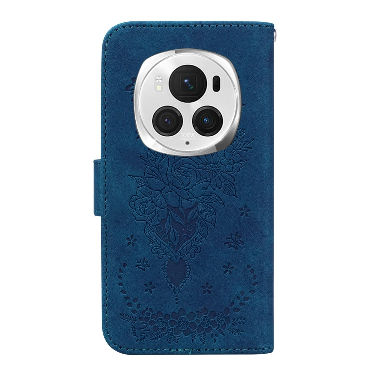 For Honor Magic6 Pro Butterfly Rose Embossed Leather Phone Case