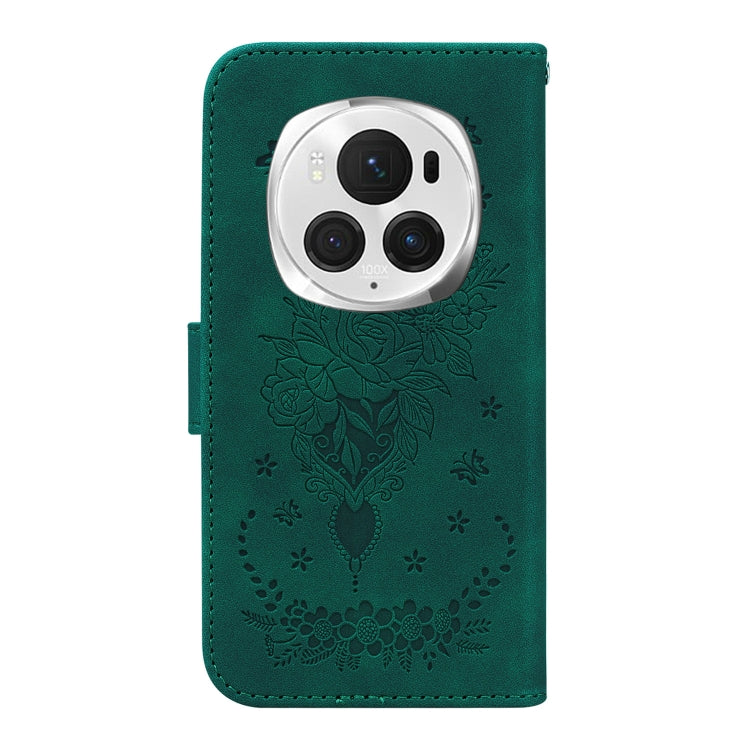 For Honor Magic6 Pro Butterfly Rose Embossed Leather Phone Case