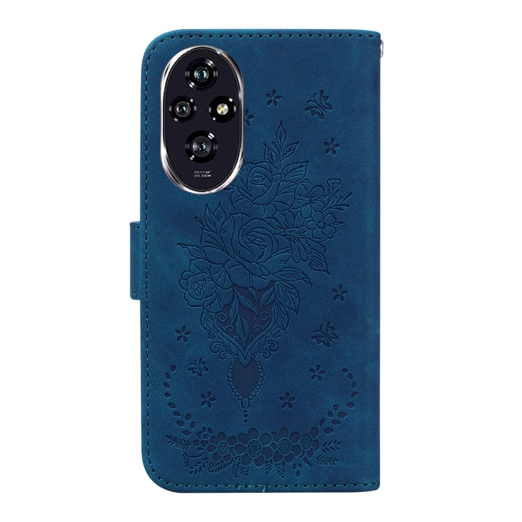 For Honor 200 Butterfly Rose Embossed Leather Phone Case