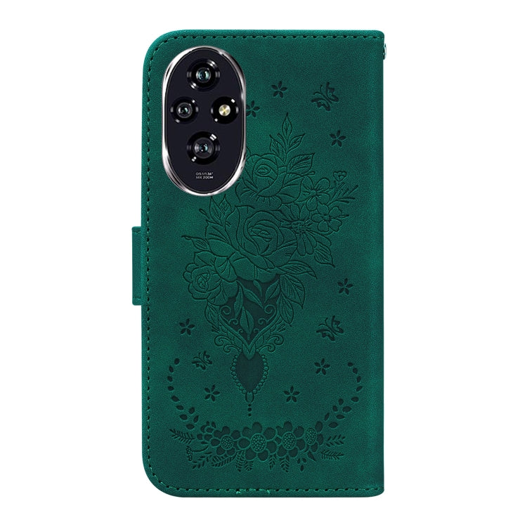 For Honor 200 Butterfly Rose Embossed Leather Phone Case