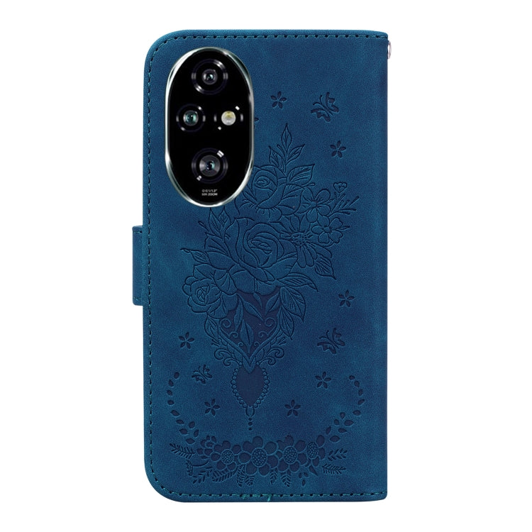 For Honor 200 Pro Butterfly Rose Embossed Leather Phone Case