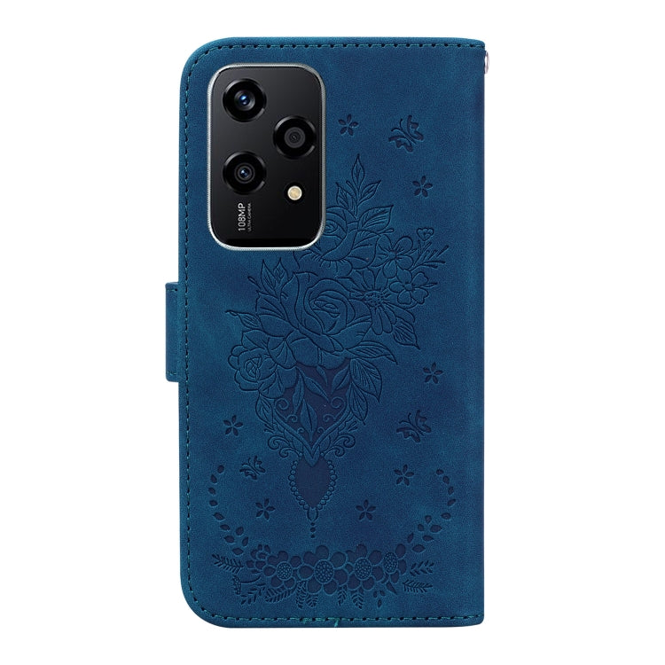 For Honor 200 Lite Global Butterfly Rose Embossed Leather Phone Case