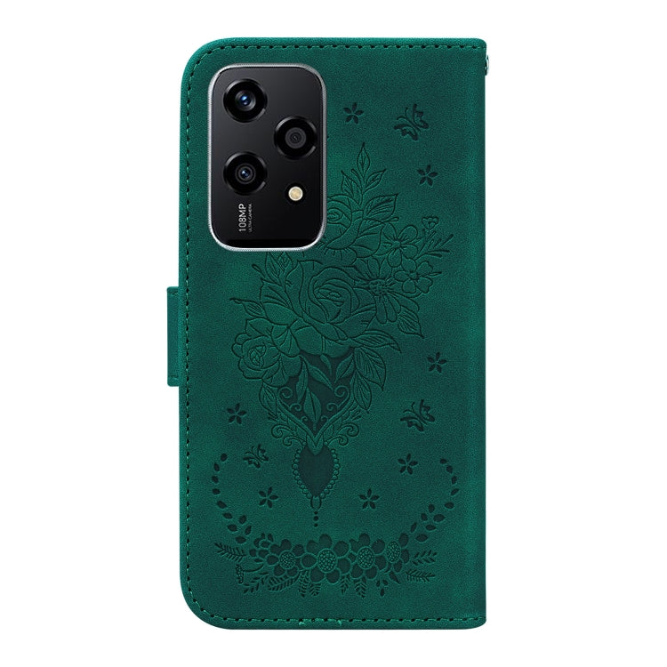 For Honor 200 Lite Global Butterfly Rose Embossed Leather Phone Case