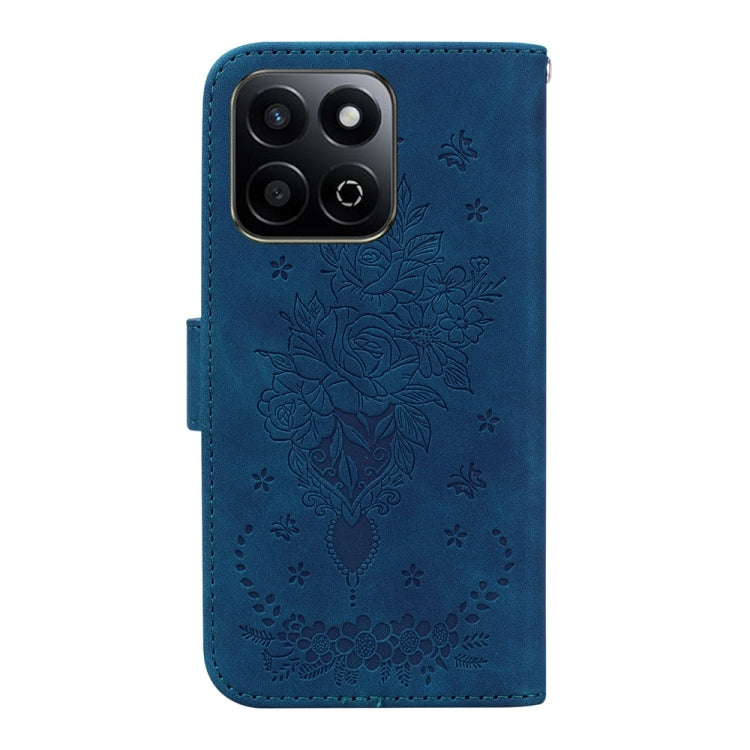 For Honor Play 60 Plus Butterfly Rose Embossed Leather Phone Case