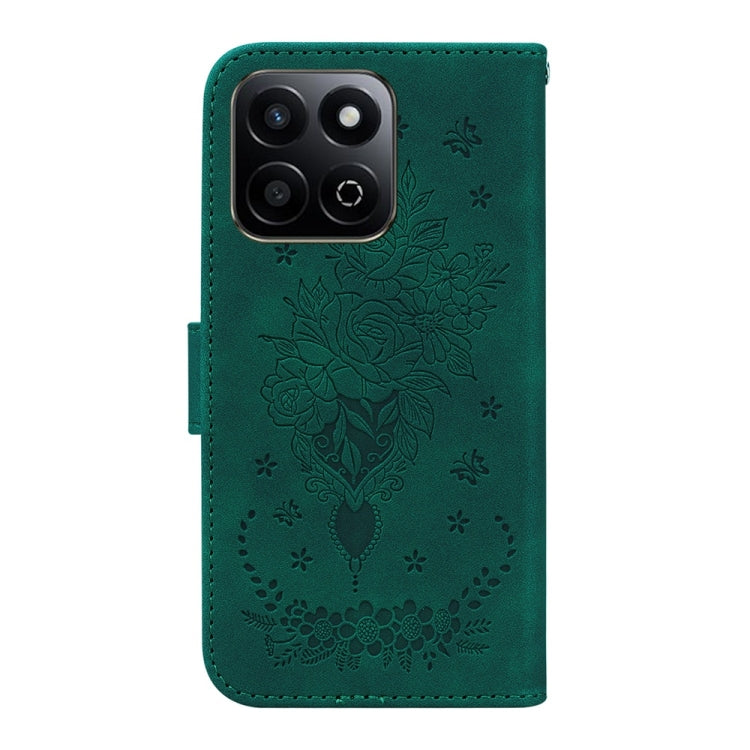 For Honor Play 60 Plus Butterfly Rose Embossed Leather Phone Case