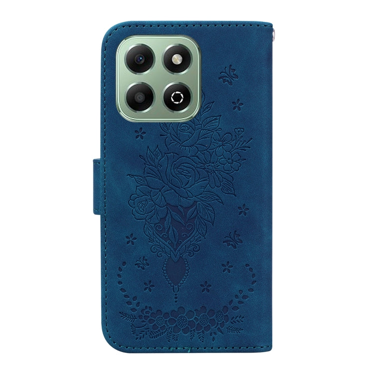 For Honor X6b Butterfly Rose Embossed Leather Phone Case