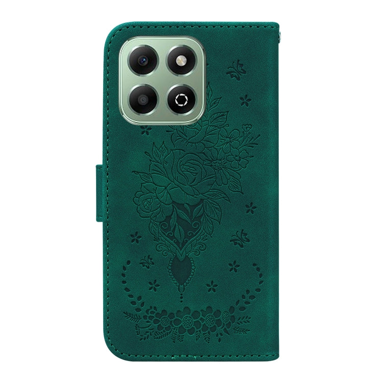 For Honor X6b Butterfly Rose Embossed Leather Phone Case