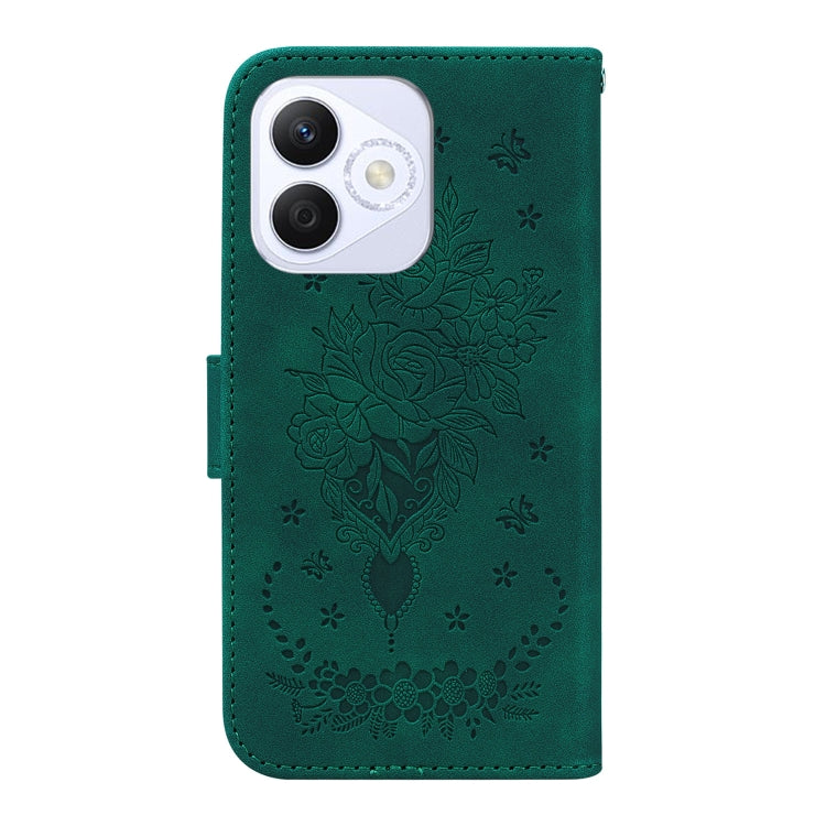 For Honor X60i Butterfly Rose Embossed Leather Phone Case
