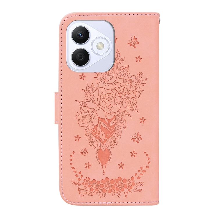 For Honor X60i Butterfly Rose Embossed Leather Phone Case