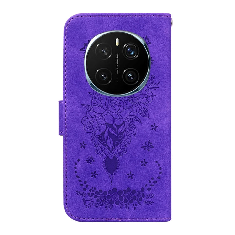 For Honor Magic7 Pro Butterfly Rose Embossed Leather Phone Case