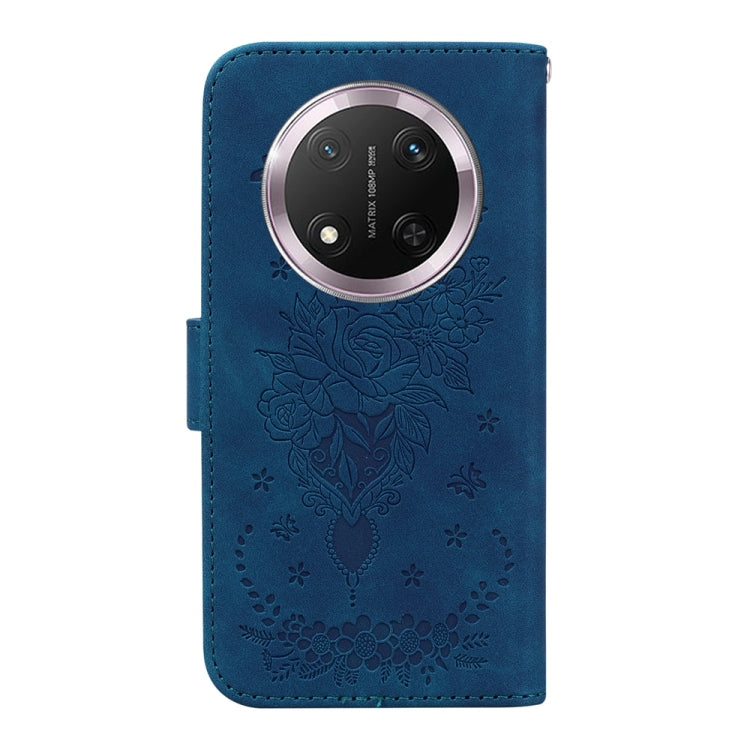 For Honor X9c Butterfly Rose Embossed Leather Phone Case