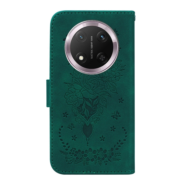For Honor X9c Butterfly Rose Embossed Leather Phone Case