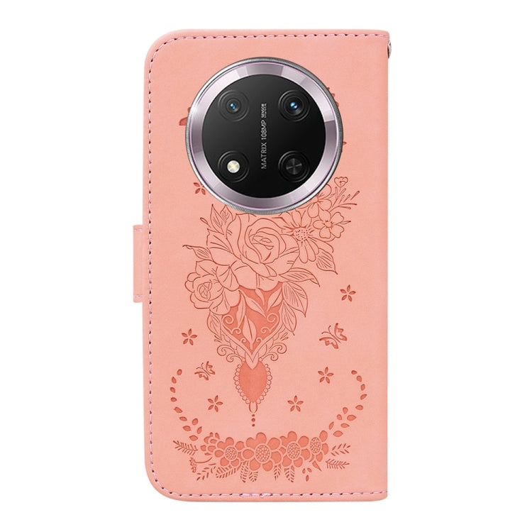 For Honor X9c Butterfly Rose Embossed Leather Phone Case