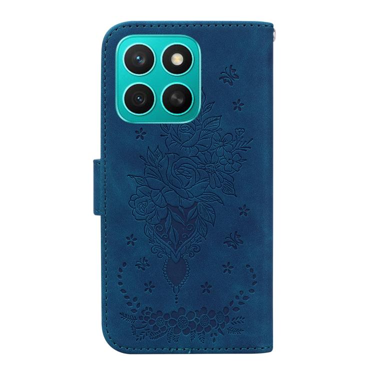 For Honor X8c 4G Butterfly Rose Embossed Leather Phone Case