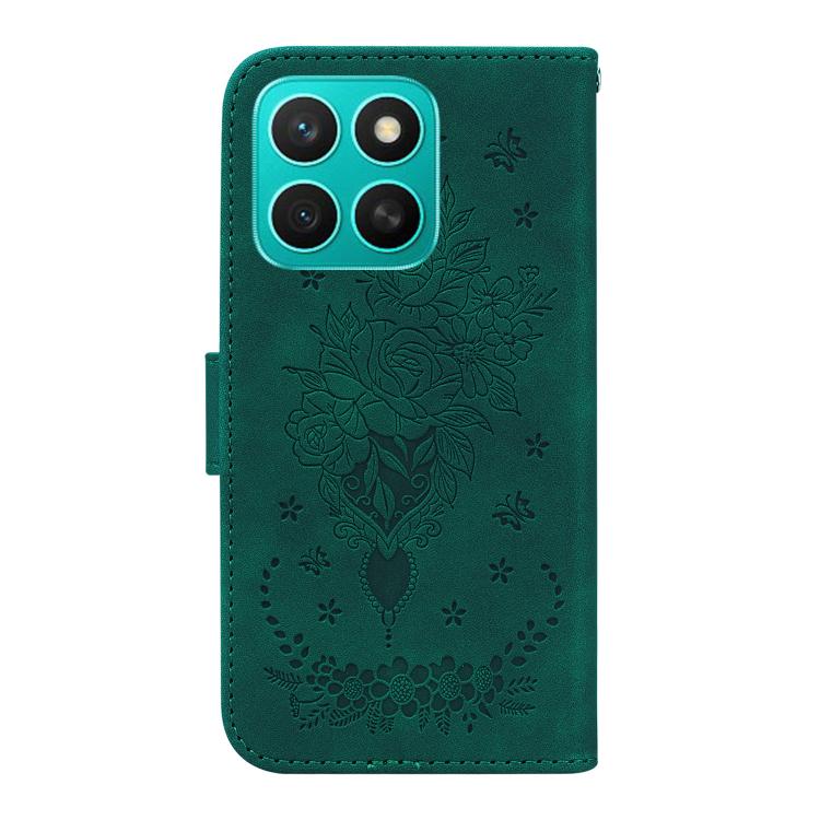 For Honor X8c 4G Butterfly Rose Embossed Leather Phone Case