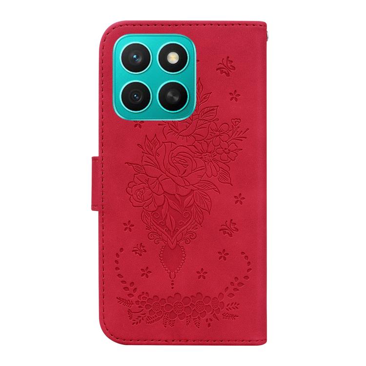For Honor X8c 4G Butterfly Rose Embossed Leather Phone Case