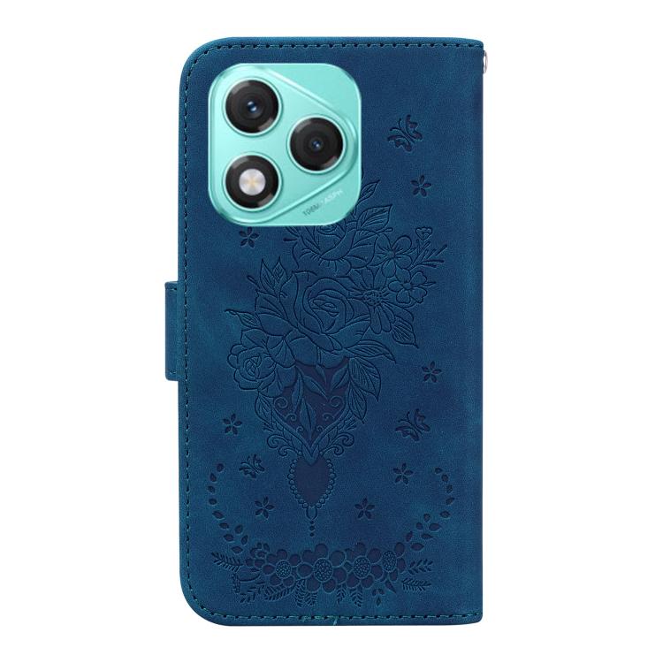 For Honor 400 Lite Global Butterfly Rose Embossed Leather Phone Case