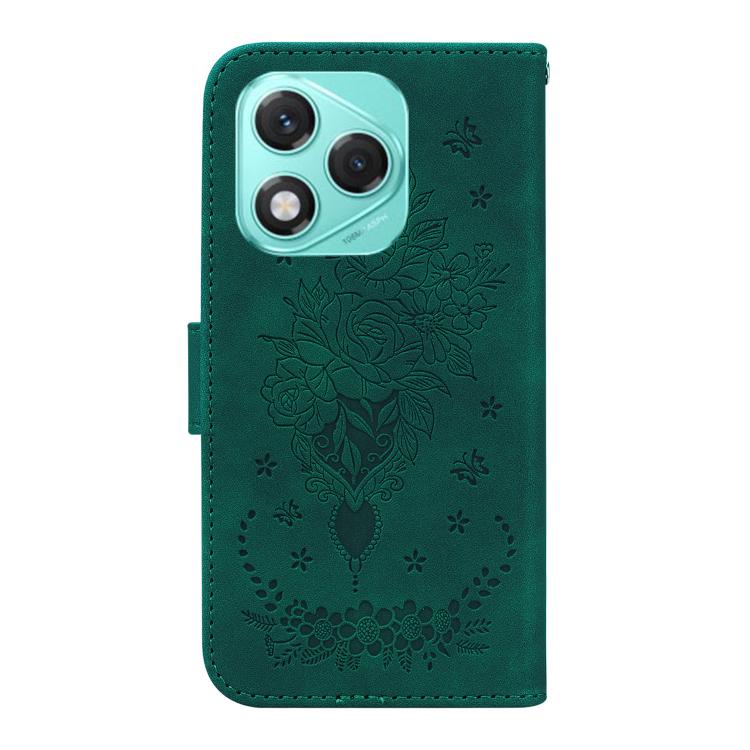 For Honor 400 Lite Global Butterfly Rose Embossed Leather Phone Case