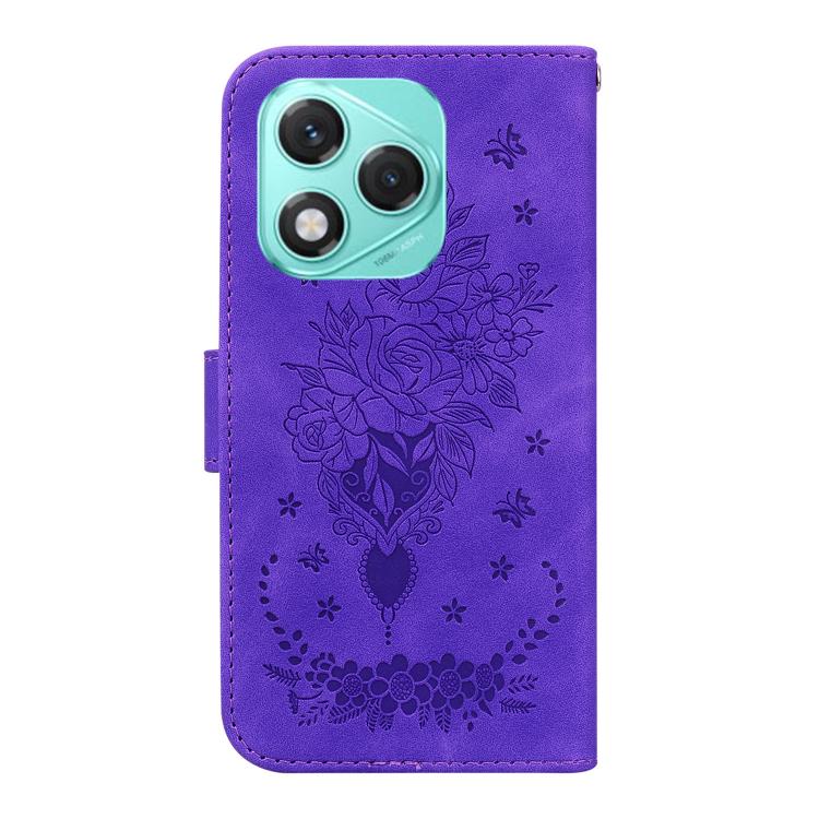 For Honor 400 Lite Global Butterfly Rose Embossed Leather Phone Case