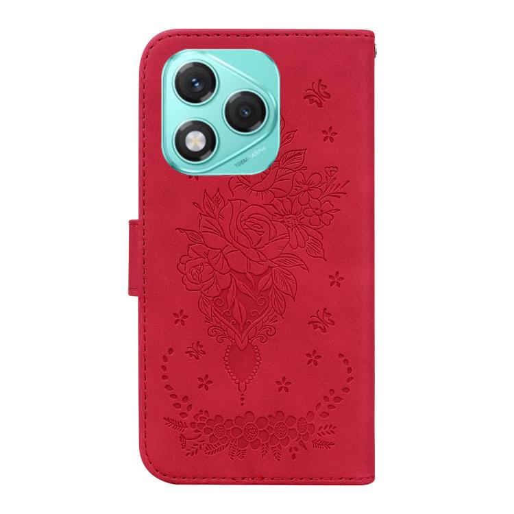For Honor 400 Lite Global Butterfly Rose Embossed Leather Phone Case