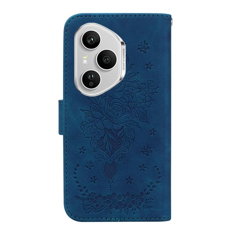 For Honor 400 Pro Global 160.8mm Butterfly Rose Embossed Leather Phone Case