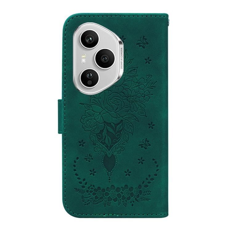 For Honor 400 Pro Global 160.8mm Butterfly Rose Embossed Leather Phone Case
