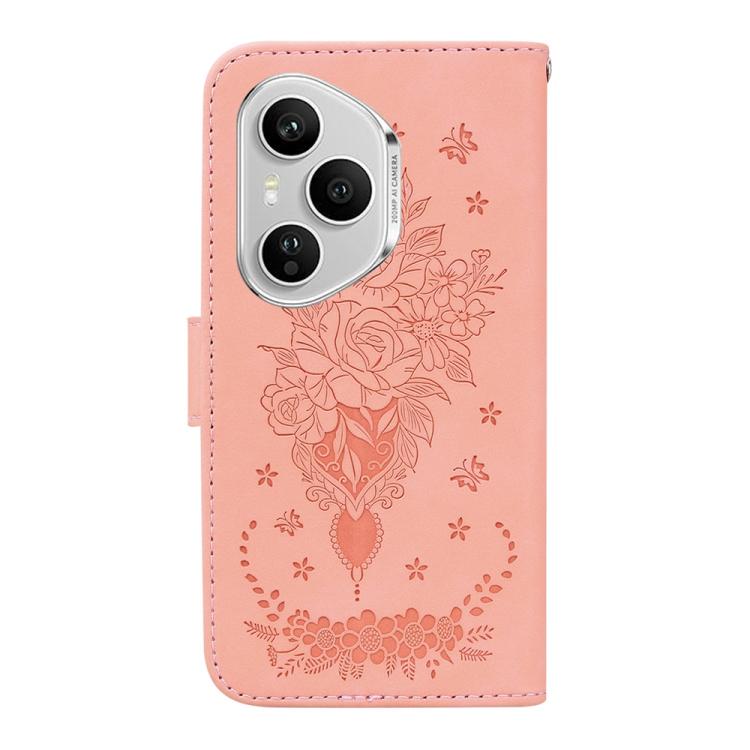 For Honor 400 Pro Global 160.8mm Butterfly Rose Embossed Leather Phone Case