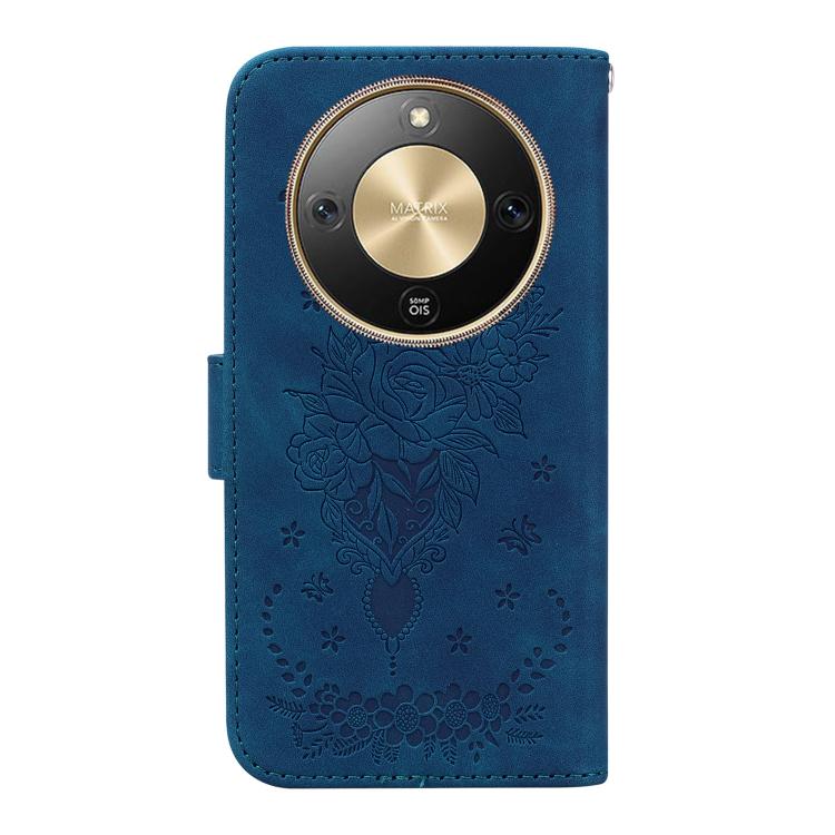 For Honor X70 5G Butterfly Rose Embossed Leather Phone Case