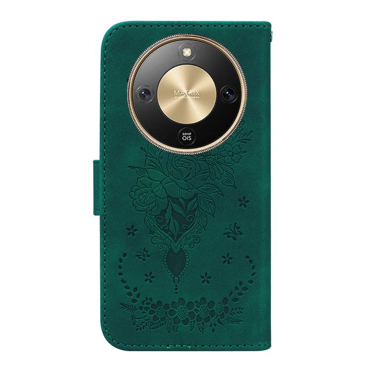 For Honor X70 5G Butterfly Rose Embossed Leather Phone Case