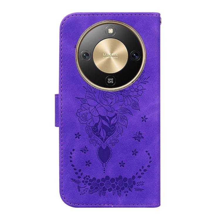 For Honor X70 5G Butterfly Rose Embossed Leather Phone Case