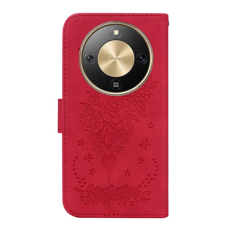 For Honor X70 5G Butterfly Rose Embossed Leather Phone Case