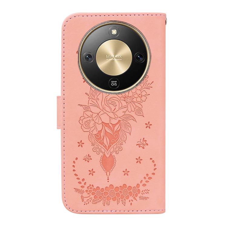 For Honor X70 5G Butterfly Rose Embossed Leather Phone Case