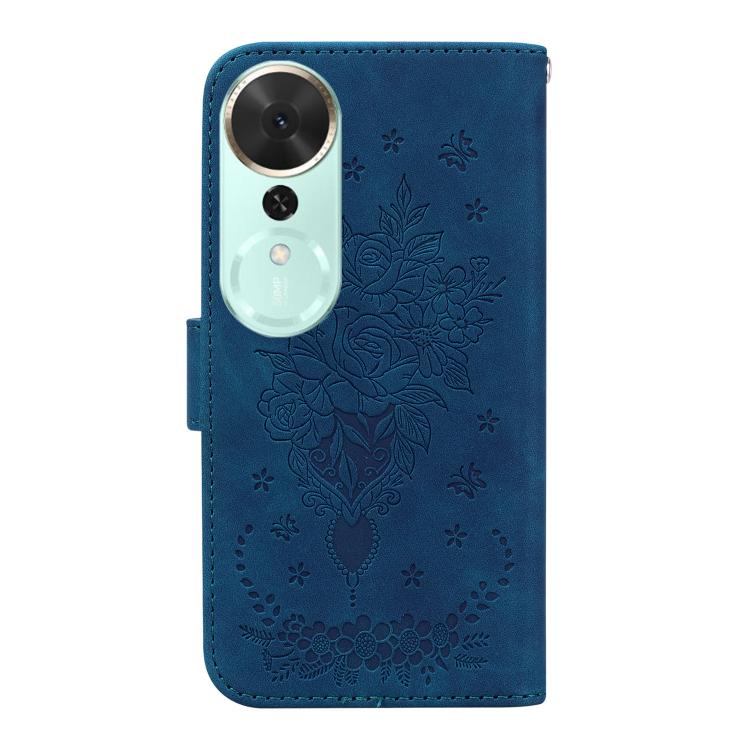 For Honor Play 70 Plus Butterfly Rose Embossed Leather Phone Case