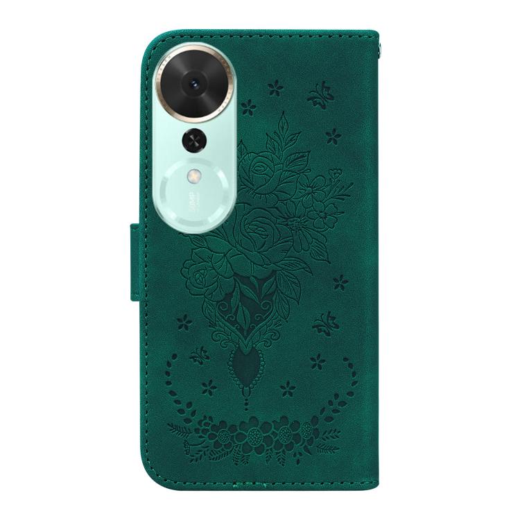 For Honor Play 70 Plus Butterfly Rose Embossed Leather Phone Case