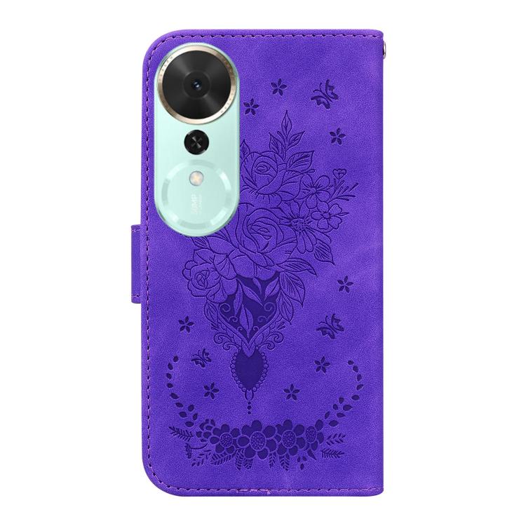 For Honor Play 70 Plus Butterfly Rose Embossed Leather Phone Case