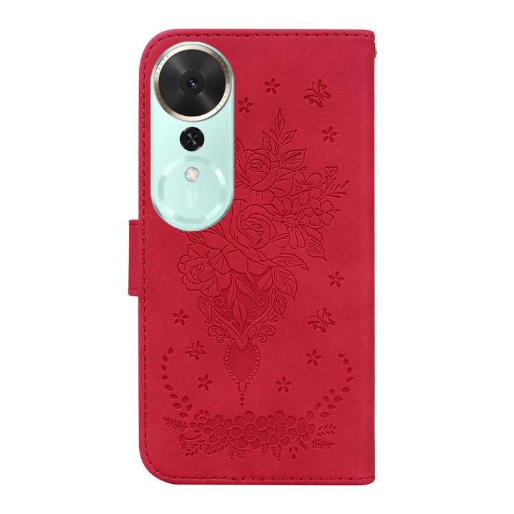 For Honor Play 70 Plus Butterfly Rose Embossed Leather Phone Case