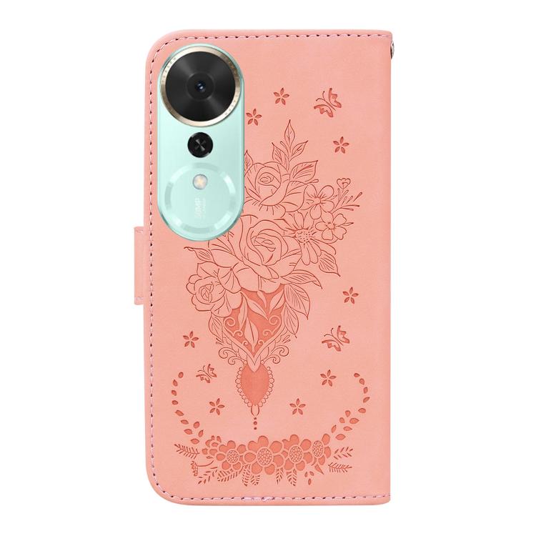 For Honor Play 70 Plus Butterfly Rose Embossed Leather Phone Case