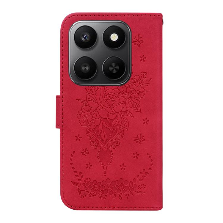 For Honor 400 Smart 4G / 5G Butterfly Rose Embossed Leather Phone Case
