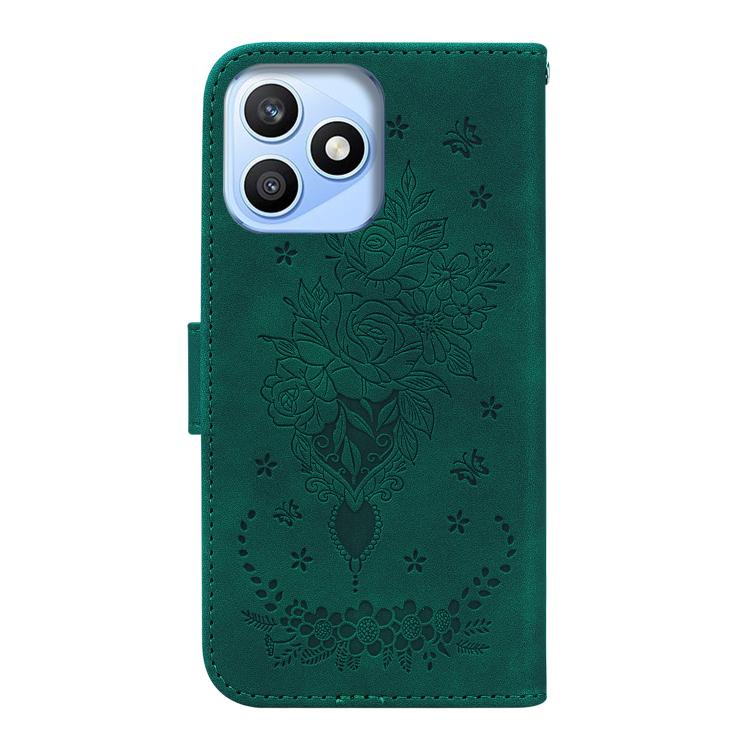 For Honor X8d 4G Butterfly Rose Embossed Leather Phone Case
