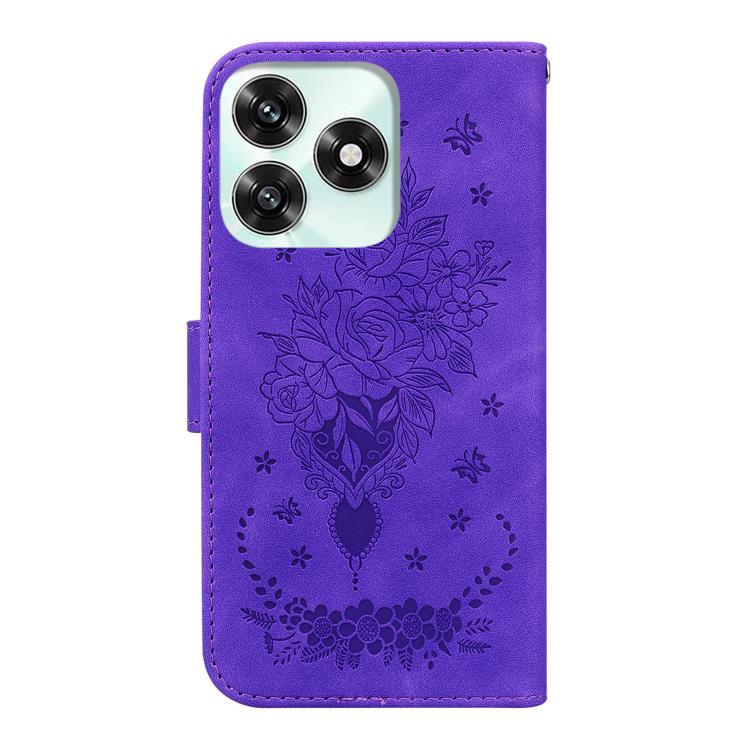For Honor X5c 4G / X5c Plus Butterfly Rose Embossed Leather Phone Case