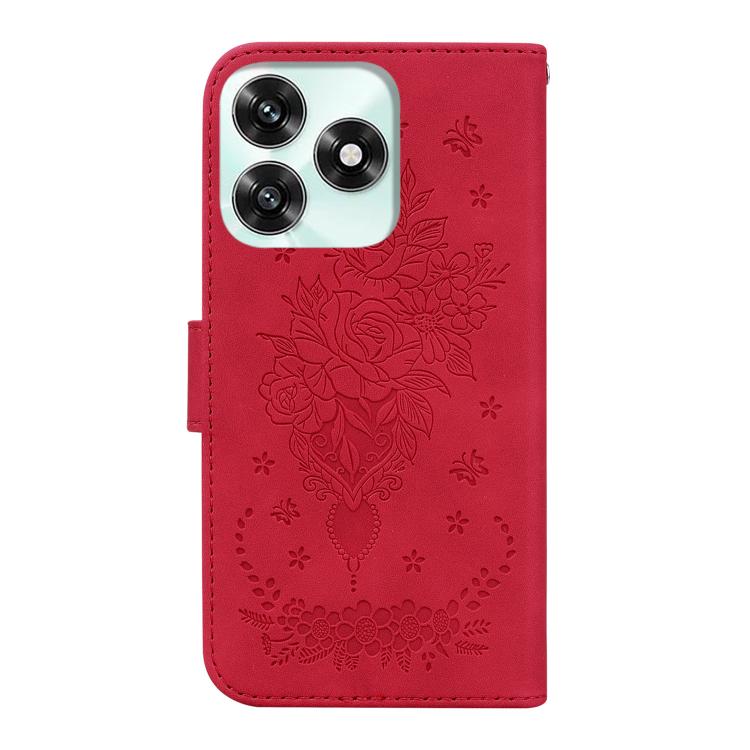 For Honor X5c 4G / X5c Plus Butterfly Rose Embossed Leather Phone Case
